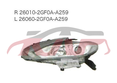 For Nissan 26922016  Altima&nbsp;head Lamp&nbsp;r 26010-2gf0a-a259 L  26060-2gf0a-a259, Nissan  Auto Head Lamp, Altima Auto Parts Catalog-R 26010-2GF0A-A259 L  26060-2GF0A-A259
