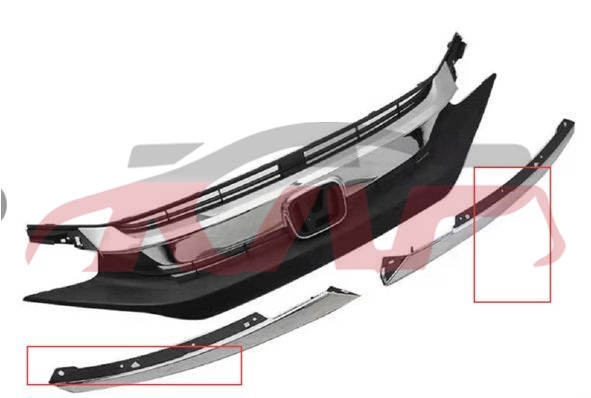 For Honda 8562016 civic Fc1/7&nbsp;grille, With Chrome Strip&nbsp;, Civic Car Pardiscountce, Honda  Grills Assembly-
