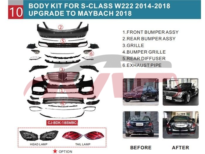 For Benz 488w222 2014-16&nbsp;refit Kit&nbsp;, Benz  Car Parts, S-class List Of Auto Parts-