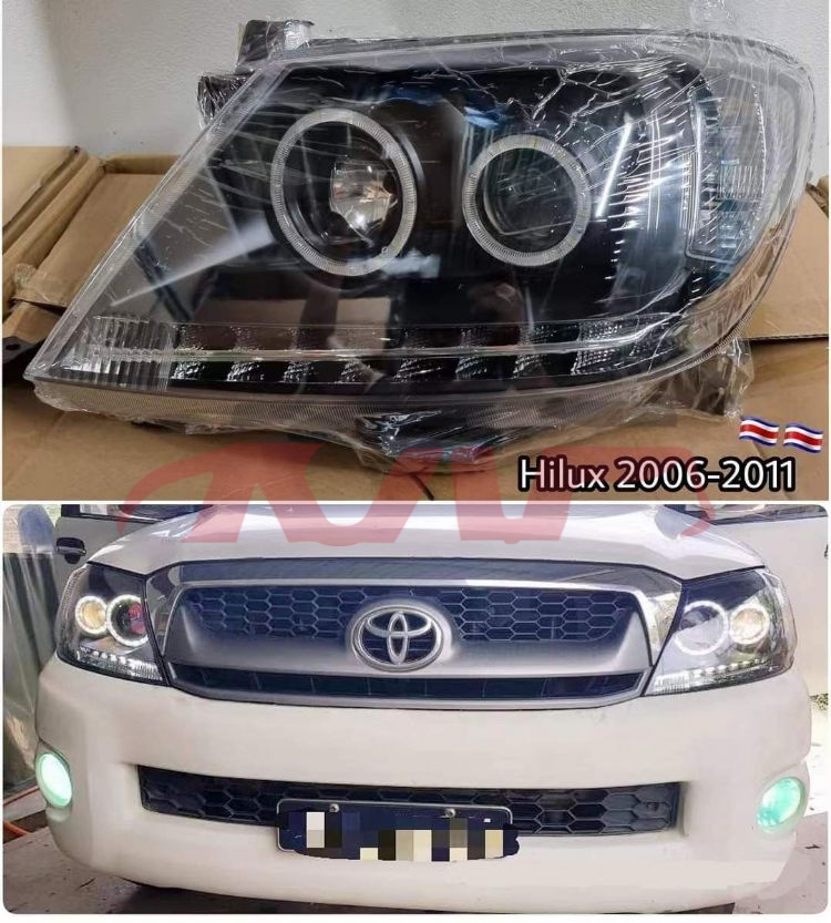 适用于丰田2008 HILUX/VIGO 前大灯，改装款双透镜LED08-11年 , 丰田 汽车配件, 海拉克斯 基本汽车配件-